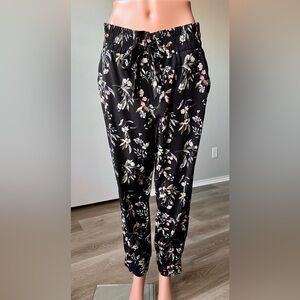 Elegant Black Floral Women's Trousers